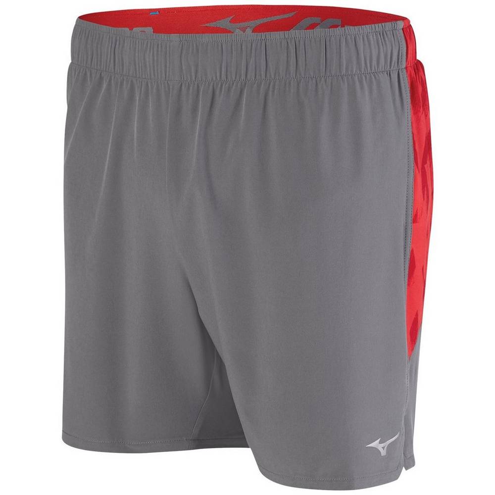 Mens Mizuno Alpha 5.5" Running Shorts Grey/Red Philippines (OWQRCI497)